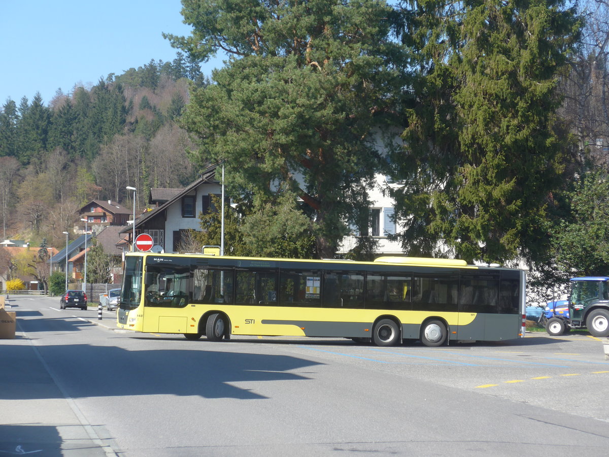 (215'484) - STI Thun - Nr. 148/BE 801'148 - MAN am 23. M�rz 2020 in Steffisburg, Alte Bernstrasse