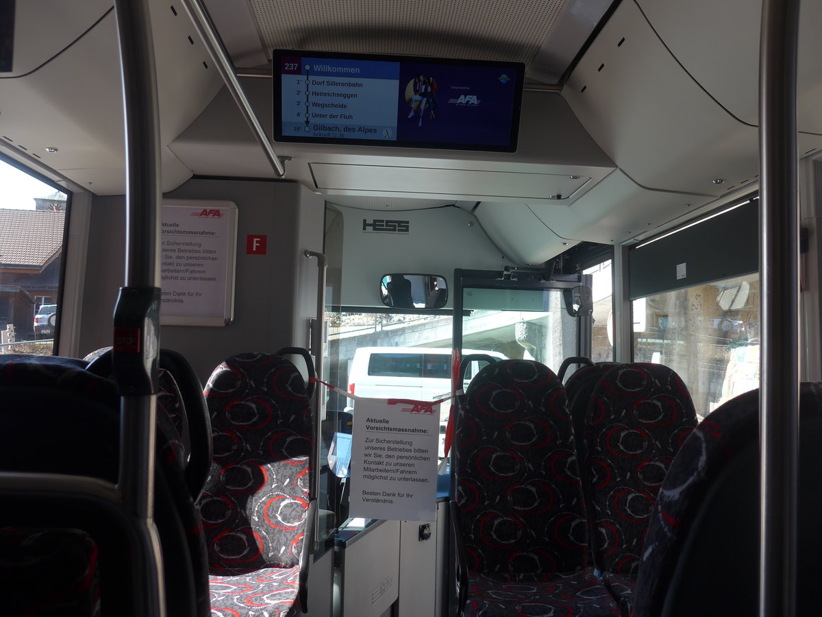 (215'540) - AFA Adelboden - Nr. 55/BE 611'055 - Scania/Hess am 25. M�rz 2020 in Adelboden, Busstation (Innenaufnahme)