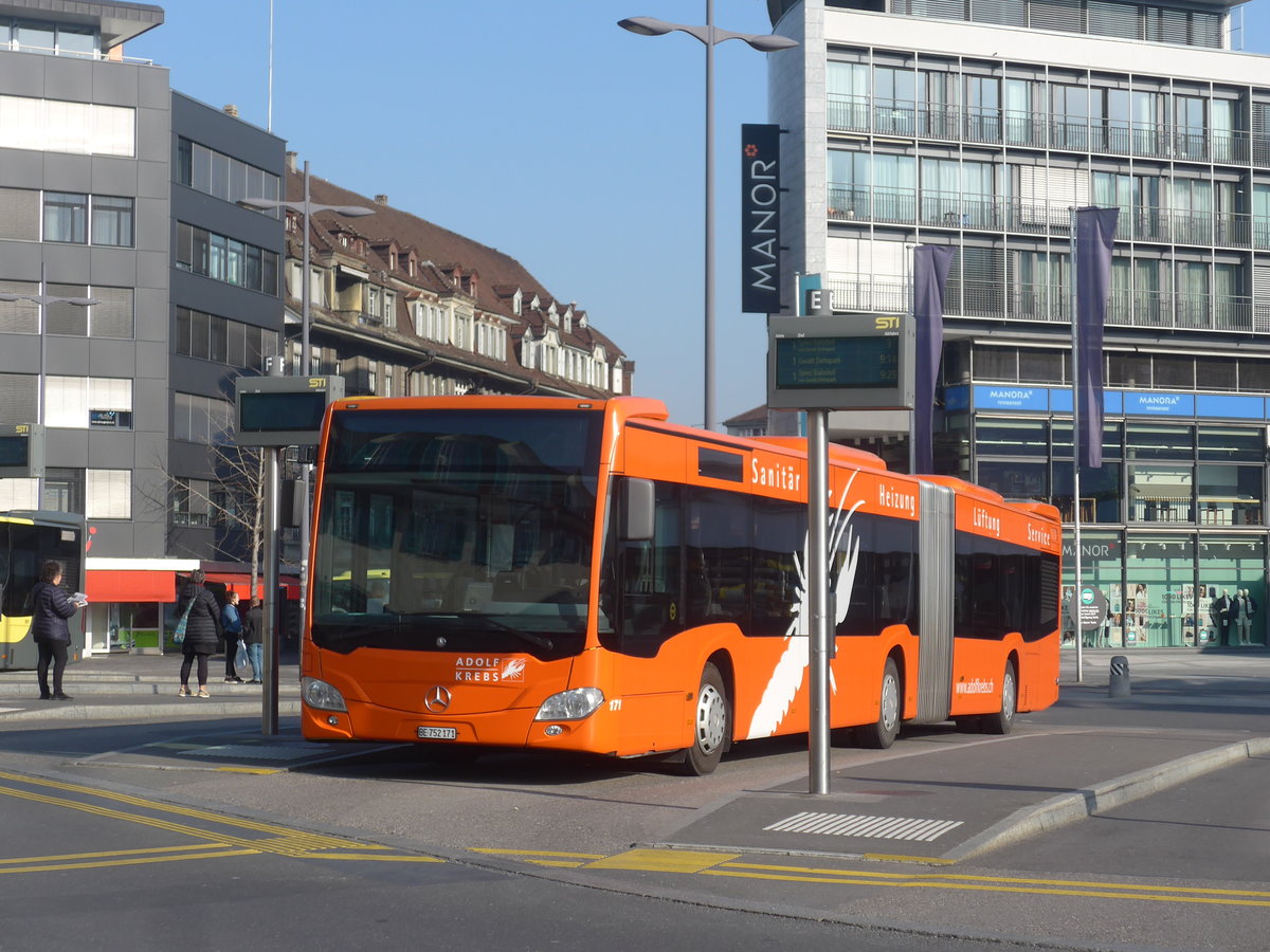 (215'568) - STI Thun - Nr. 171/BE 752'171 - Mercedes am 27. M�rz 2020 beim Bahnhof Thun