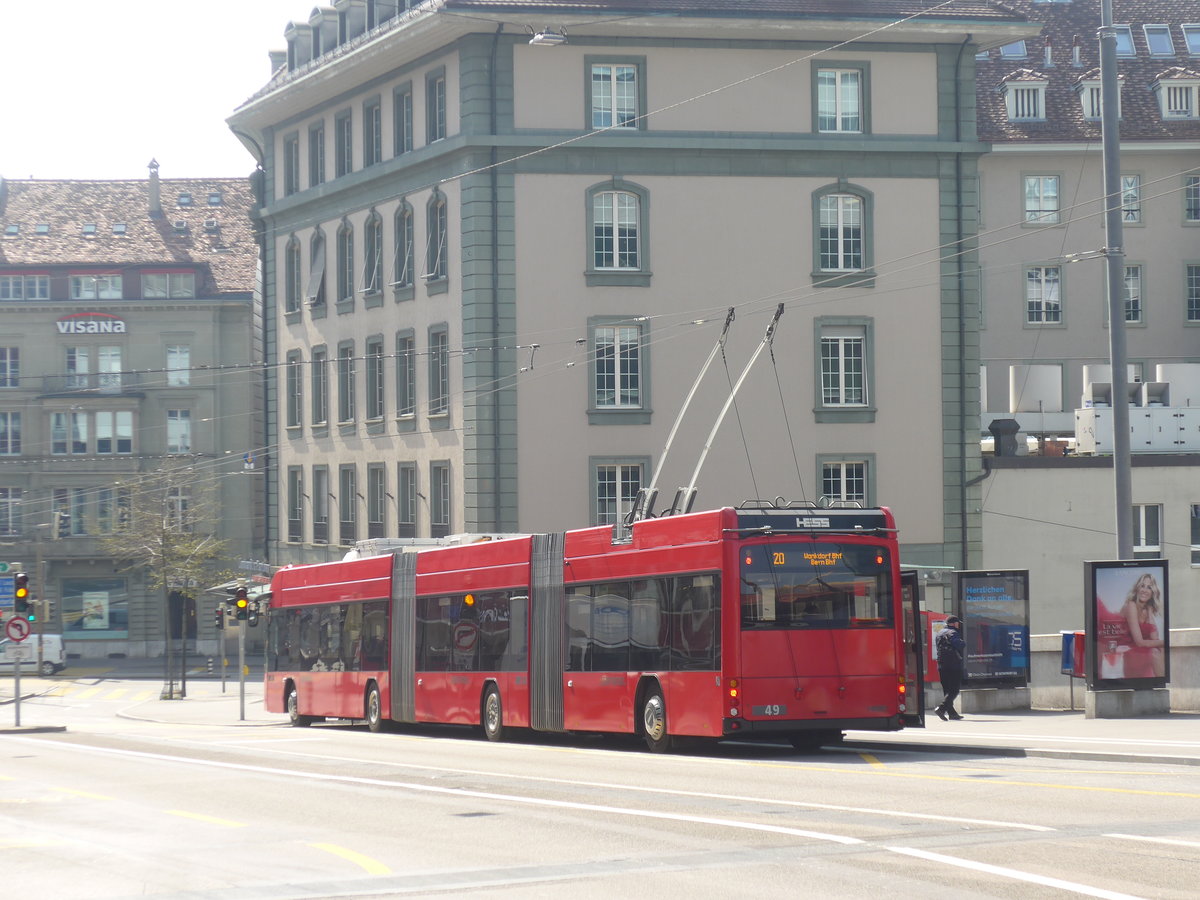 (215'583) - Bernmobil, Bern - Nr. 49 - Hess/Hess Doppelgelenktrolleybus am 27. M�rz 2020 in Bern, Schanzenstrasse