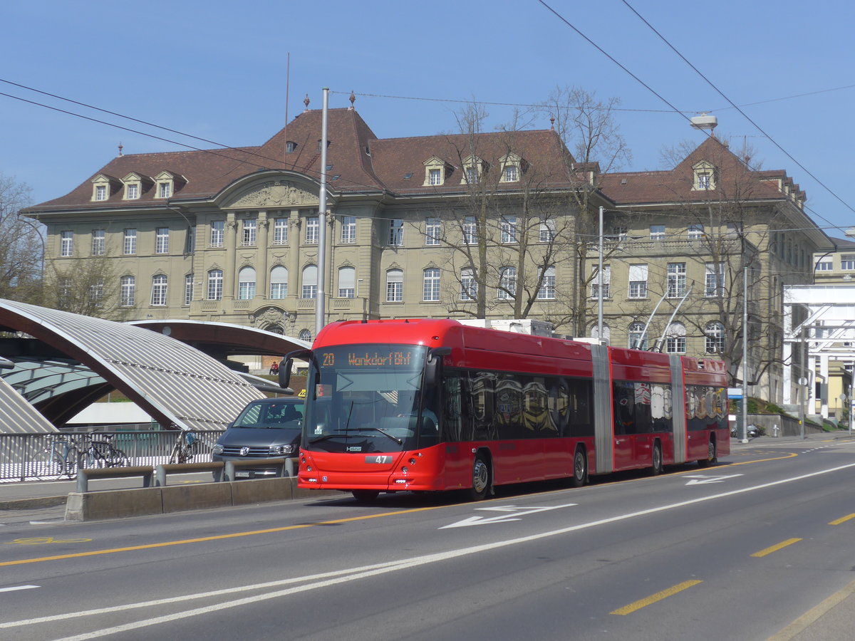 (215'584) - Bernmobil, Bern - Nr. 47 - Hess/Hess Doppelgelenktrolleybus am 27. M�rz 2020 in Bern, Schanzenstrasse