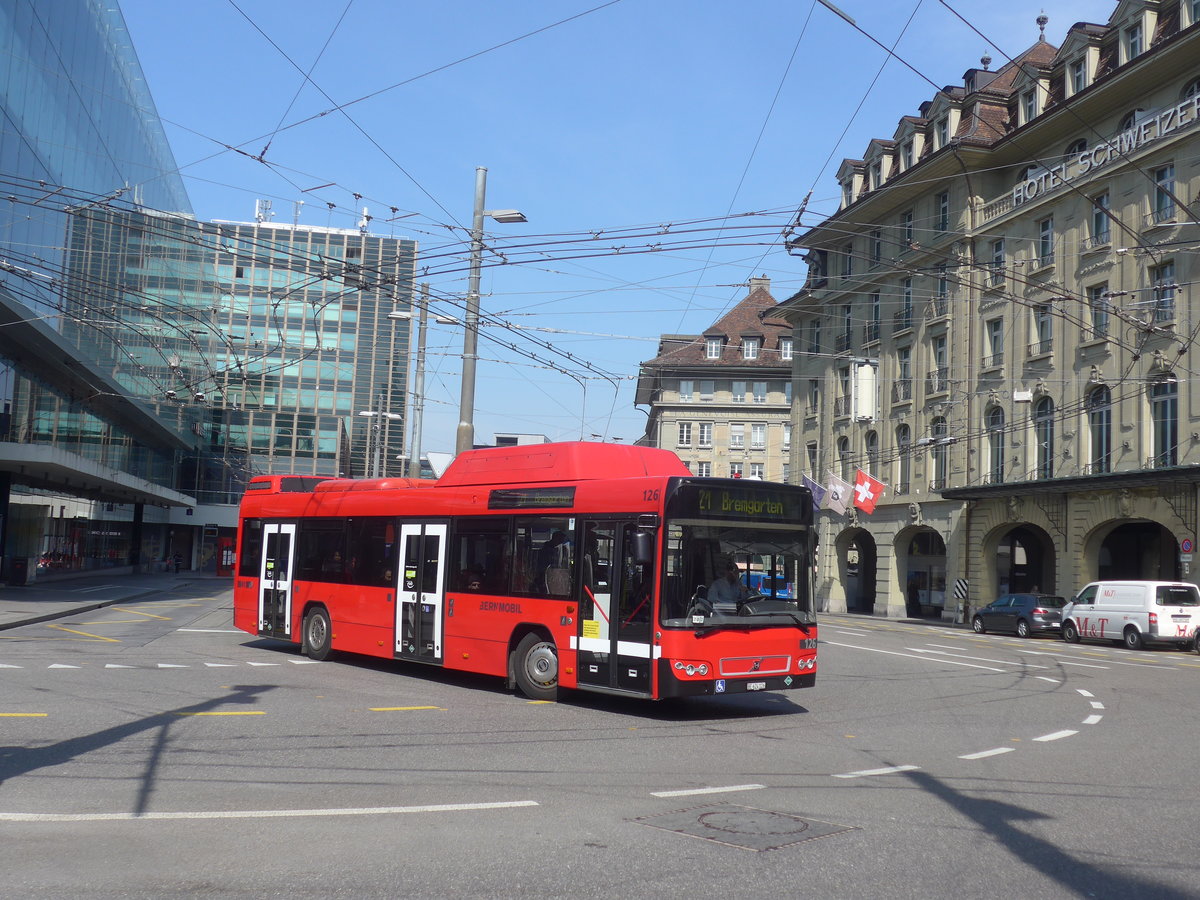 (215'616) - Bernmobil, Bern - Nr. 126/BE 624'126 - Volvo am 27. M�rz 2020 beim Bahnhof Bern