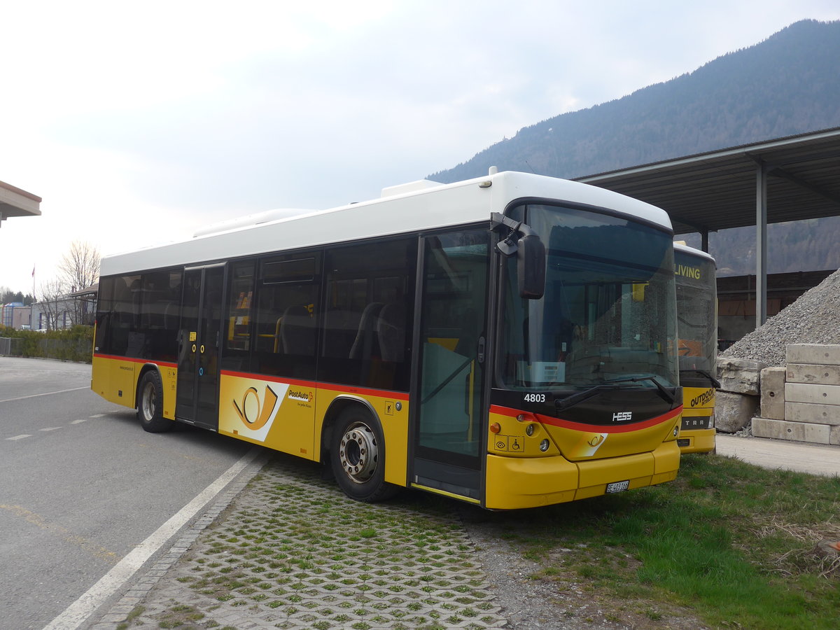 (215'654) - PostAuto Bern - BE 403'166 - Scania/Hess (ex AVG Meiringen Nr. 66; ex Steiner, Messen) am 28. M�rz 2020 in Interlaken, Garage