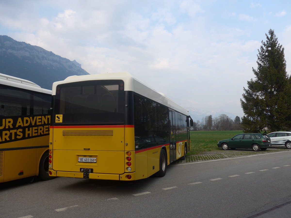 (215'658) - PostAuto Bern - BE 403'166 - Scania/Hess (ex AVG Meiringen Nr. 66; ex Steiner, Messen) am 28. M�rz 2020 in Interlaken, Garage