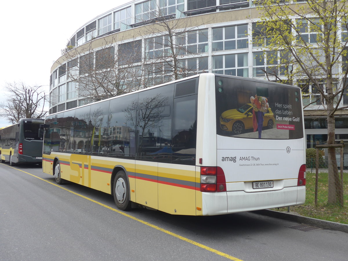 (215'685) - STI Thun - Nr. 130/BE 801'130 - MAN am 30. M�rz 2020 bei der Schiffl�ndte Thun
