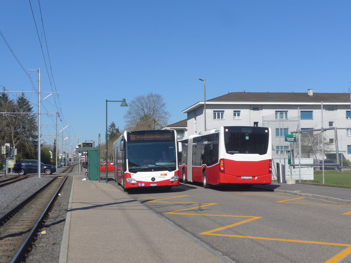 (215'723) - BLT Oberwil - Nr. 97/BL 203'464 - Mercedes (ex Gschwindl, A-Wien Nr. 8409) am 31. M�rz 2020 in Muttenz, Rothausstrasse
