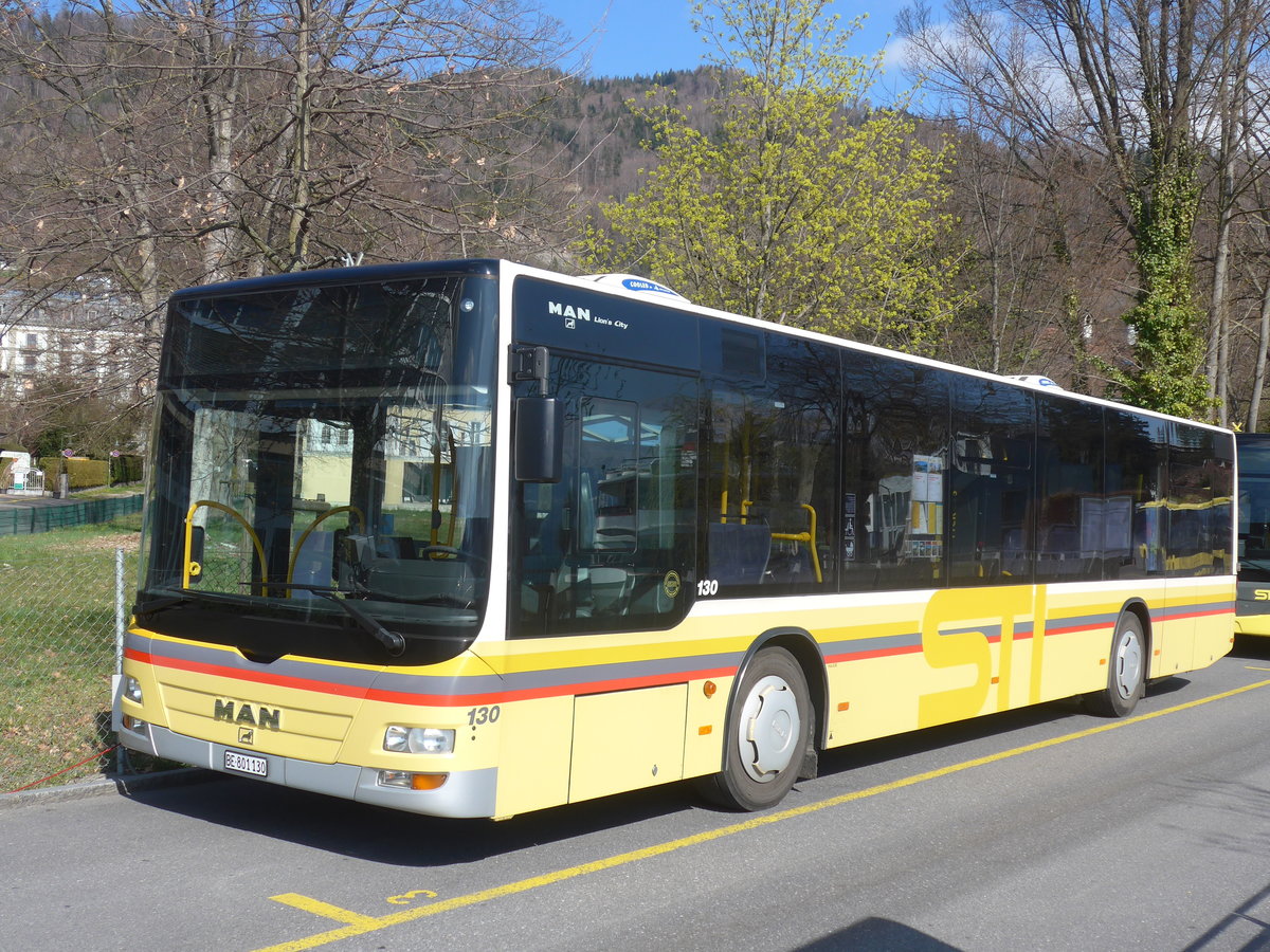 (215'760) - STI Thun - Nr. 130/BE 801'130 - MAN am 31. M�rz 2020 bei der Schiffl�ndte Thun