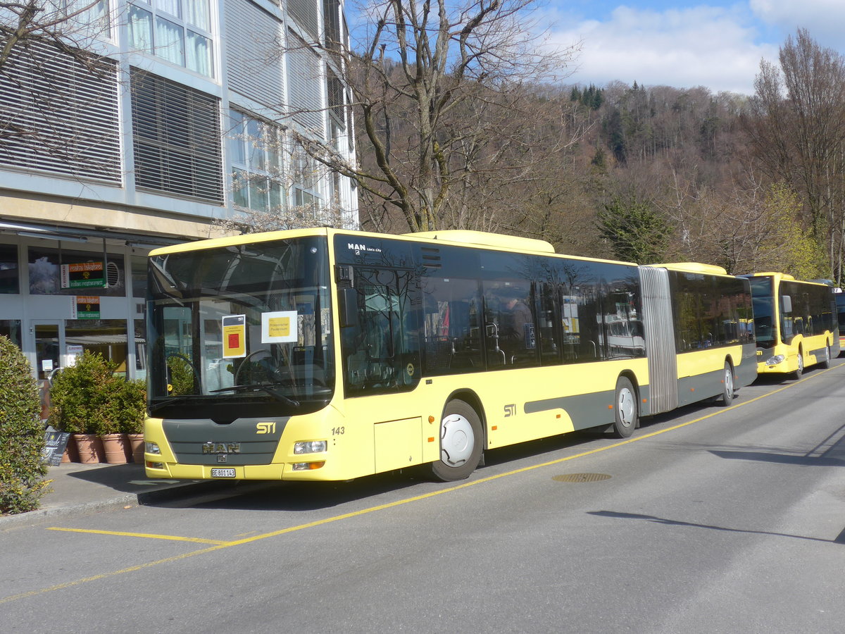 (215'761) - STI Thun - Nr. 143/BE 801'143 - MAN am 31. M�rz 2020 bei der Schiffl�ndte Thun