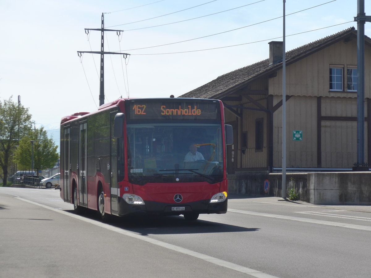 (216'121) - Bernmobil, Bern - Nr. 444/BE 855'444 - Mercedes am 16. April 2020 beim Bahnhof M�nsingen
