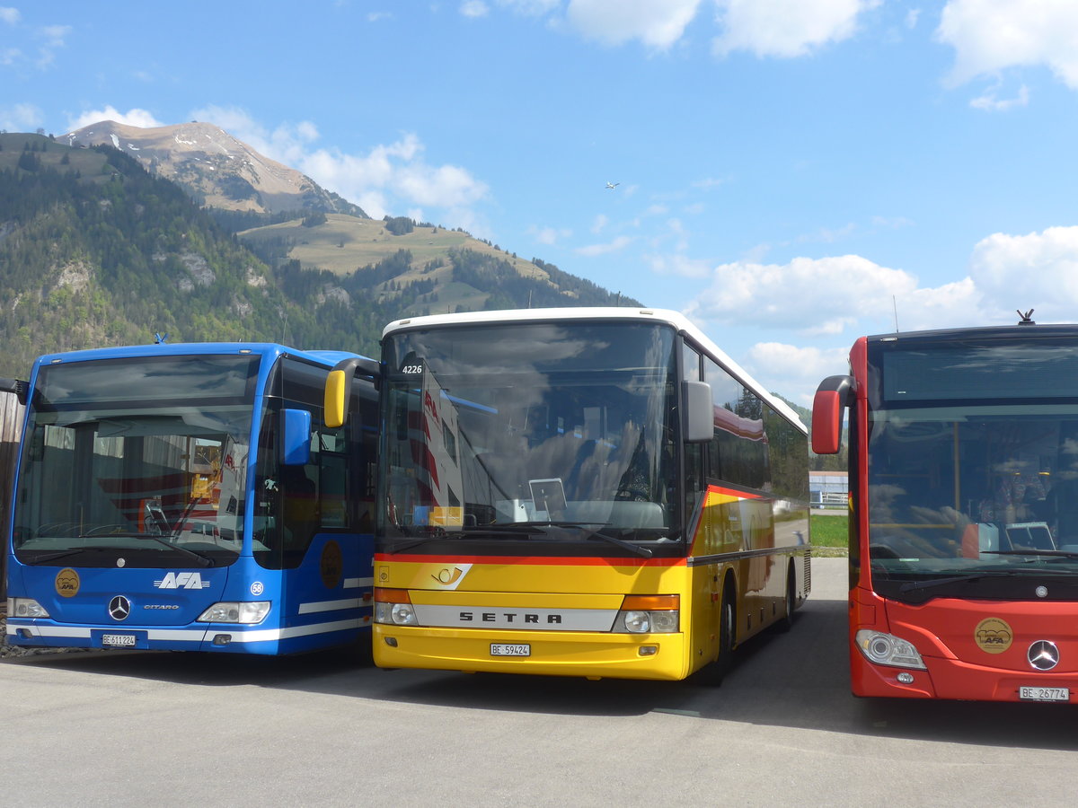 (216'411) - Fl�ck, Brienz - Nr. 7/BE 59'424 - Setra am 24. April 2020 in Frutigen, Garage AFA