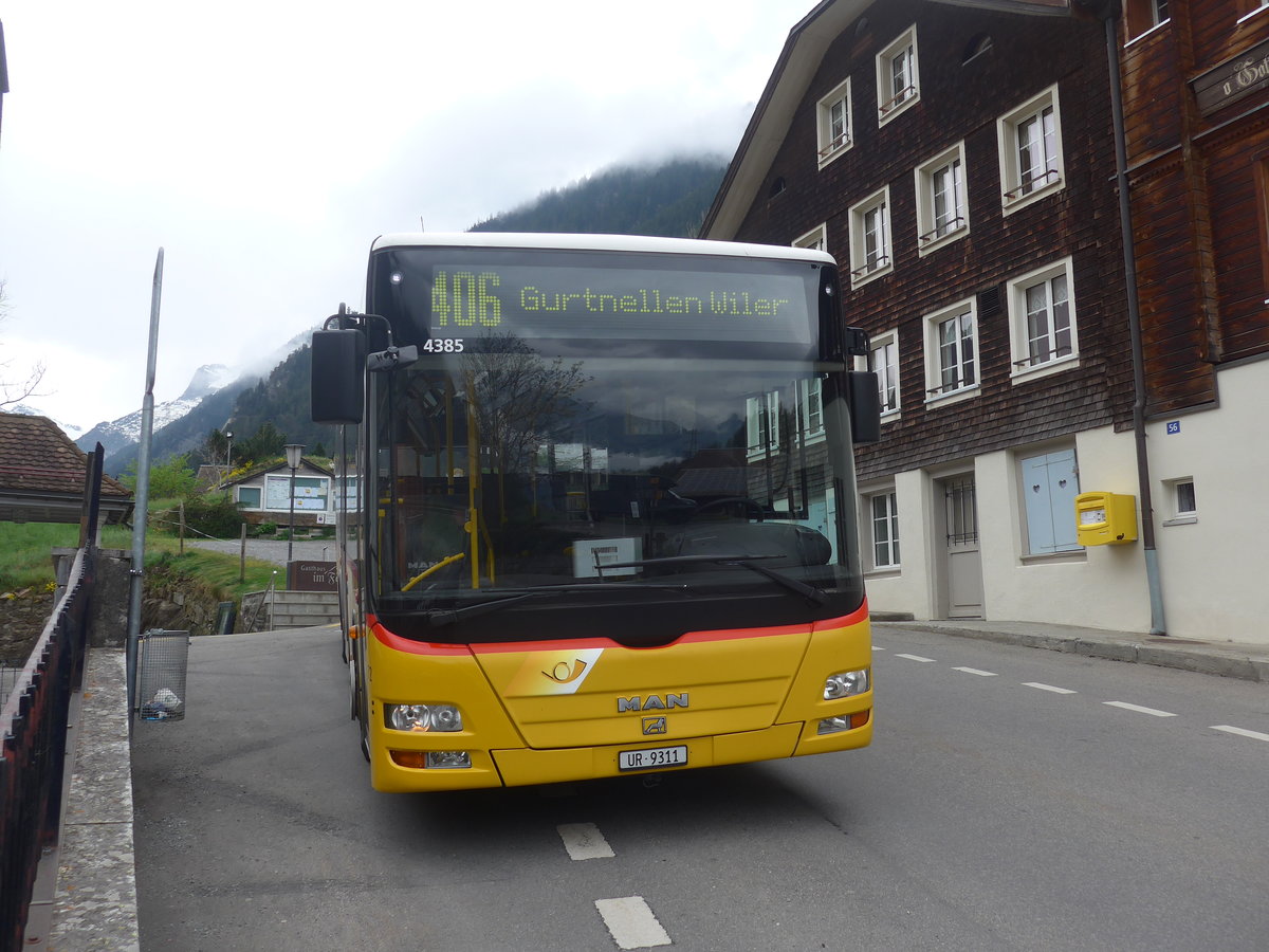 (216'544) - AAGU Altdorf - Nr. 72/UR 9311 - MAN/G�ppel (ex PostAuto Bern; ex PostAuto Bern Nr. 217; ex RBS Worblaufen Nr. 217) am 28. April 2020 in Gurtnellen, Dorf