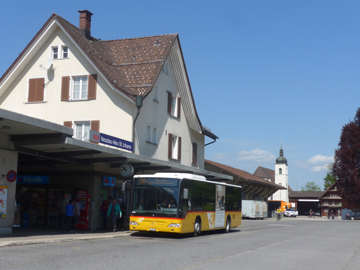 (216'804) - PostAuto Ostschweiz - SG 356'488 - Mercedes (ex Schmidt, Oberb�ren) am 9. Mai 2020 beim Bahnhof Nesslau-Neu St. Johann