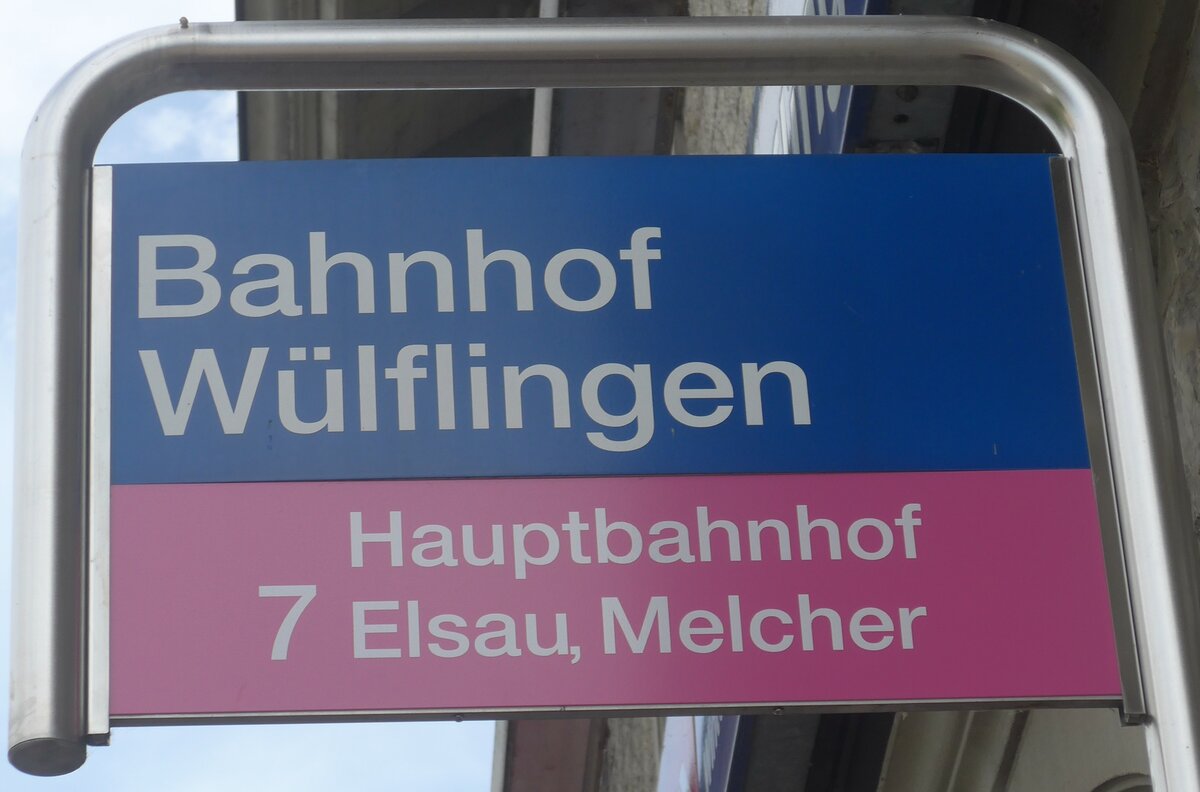 (217'441) - SBW-Haltestellenschild - Winterthur, Bahnhof W�lflingen - am 30. Mai 2020