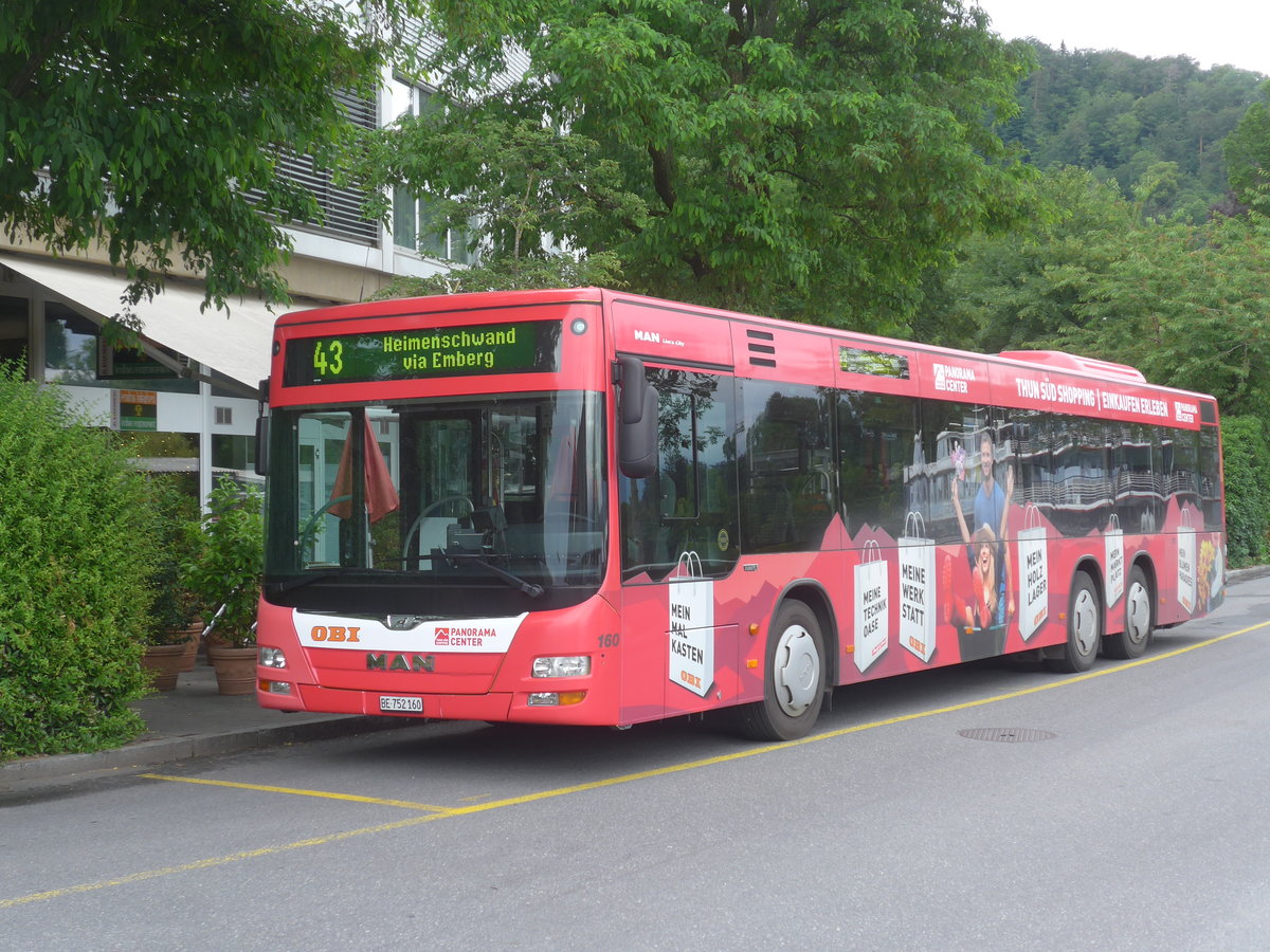 (218'031) - STI Thun - Nr. 160/BE 752'160 - MAN am 14. Juni 2020 bei der Schiffl�ndte Thun