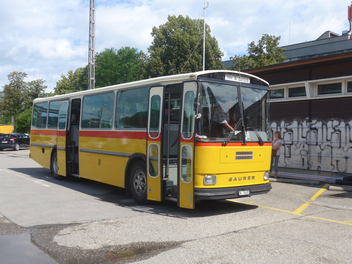 (218'199) - Ziegler, Pratteln - BL 76'492 - Saurer/T�scher (ex P 24'265) am 28. Juni 2020 beim Bahnhof Liestal