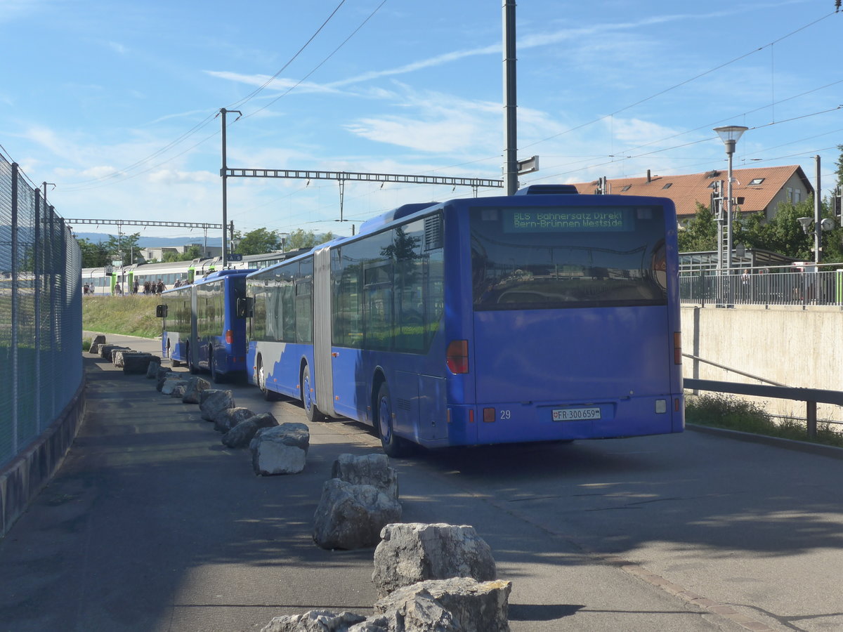 (218'418) - Intertours, Domdidier - Nr. 205/FR 300'659 - Mercedes (ex VZO Gr�ningen Nr. 29) am 4. Juli 2020 beim Bahnhof Kerzers
