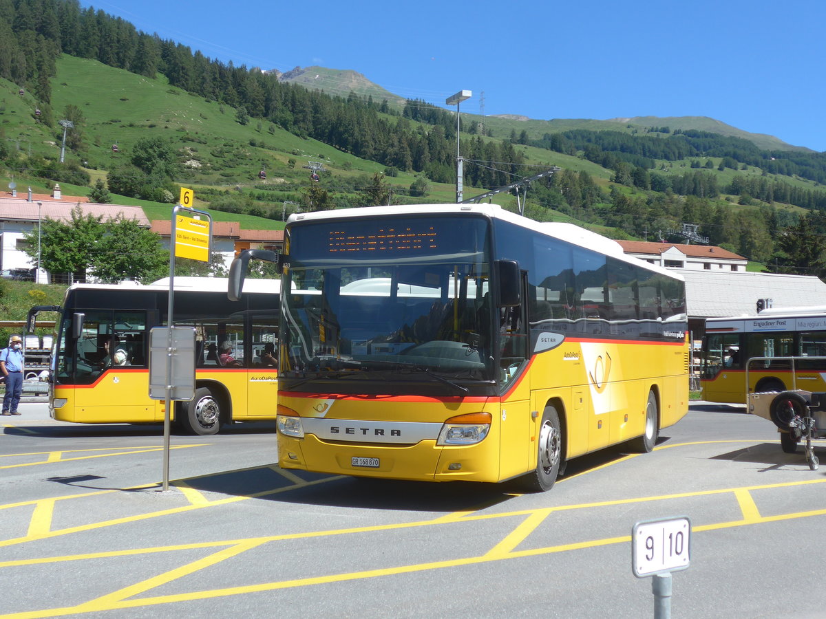 (218'471) - PostAuto Graub�nden - GR 168'870 - Setra (ex Heim, Flums) am 5. Juli 2020 beim Bahnhof Scuol-Tarasp