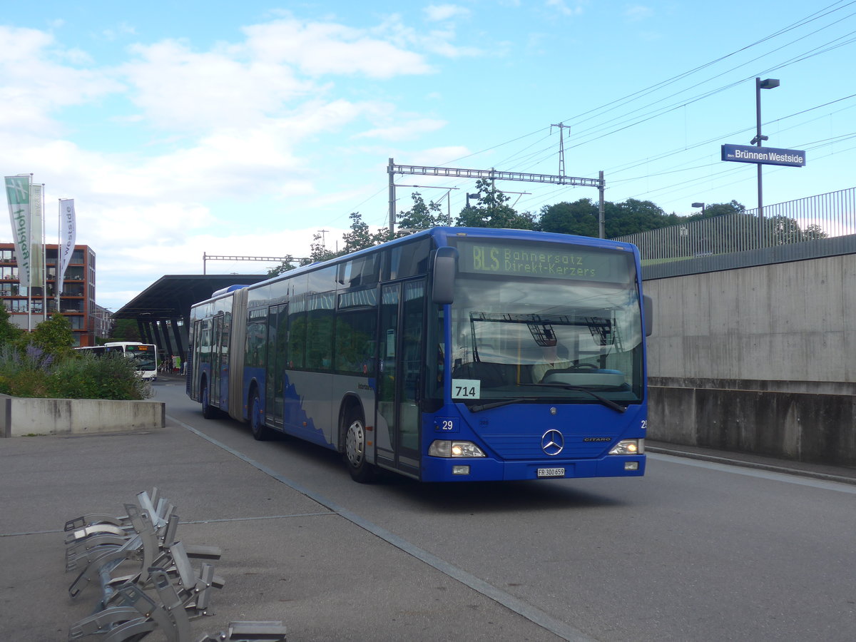 (218'580) - Intertours, Domdidier - Nr. 205/FR 300'659 - Mercedes (ex VZO Gr�ningen Nr. 29) am 6. Juli 2020 beim Bahnhof Bern Br�nnen Westside