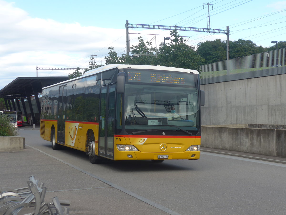 (218'588) - PostAuto Bern - Nr. 9/BE 652'123 - Mercedes (ex Klopfstein, Laupen Nr. 9) am 6. Juli 2020 beim Bahnhof Bern Br�nnen Westside