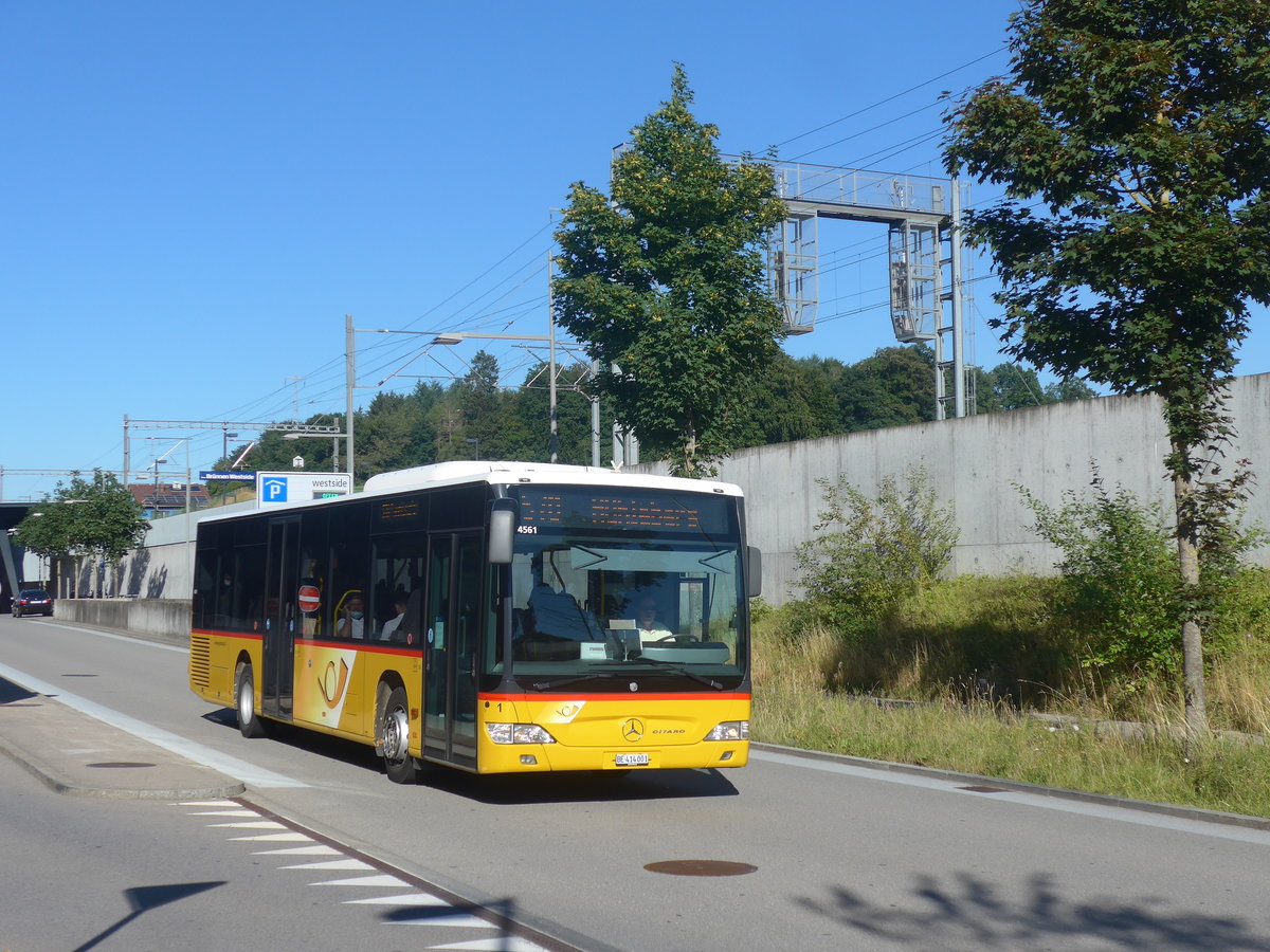 (218'699) - PostAuto Bern - Nr. 1/BE 414'001 - Mercedes (ex Klopfstein, Laupen Nr. 1) am 12. Juli 2020 beim Bahnhof Bern Br�nnen Westside