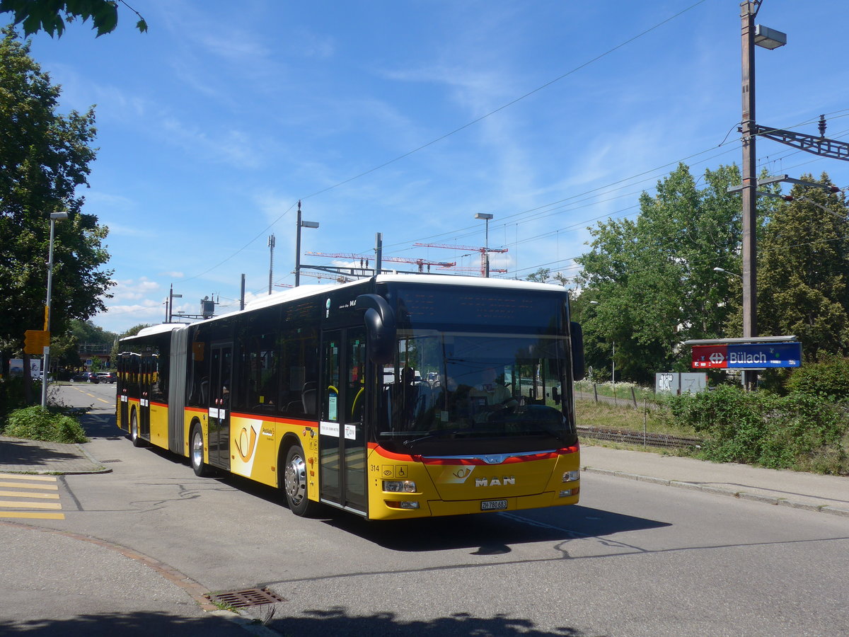 (218'751) - PostAuto Z�rich - Nr. 314/ZH 780'683 - MAN am 18. Juli 2020 beim Bahnhof B�lach