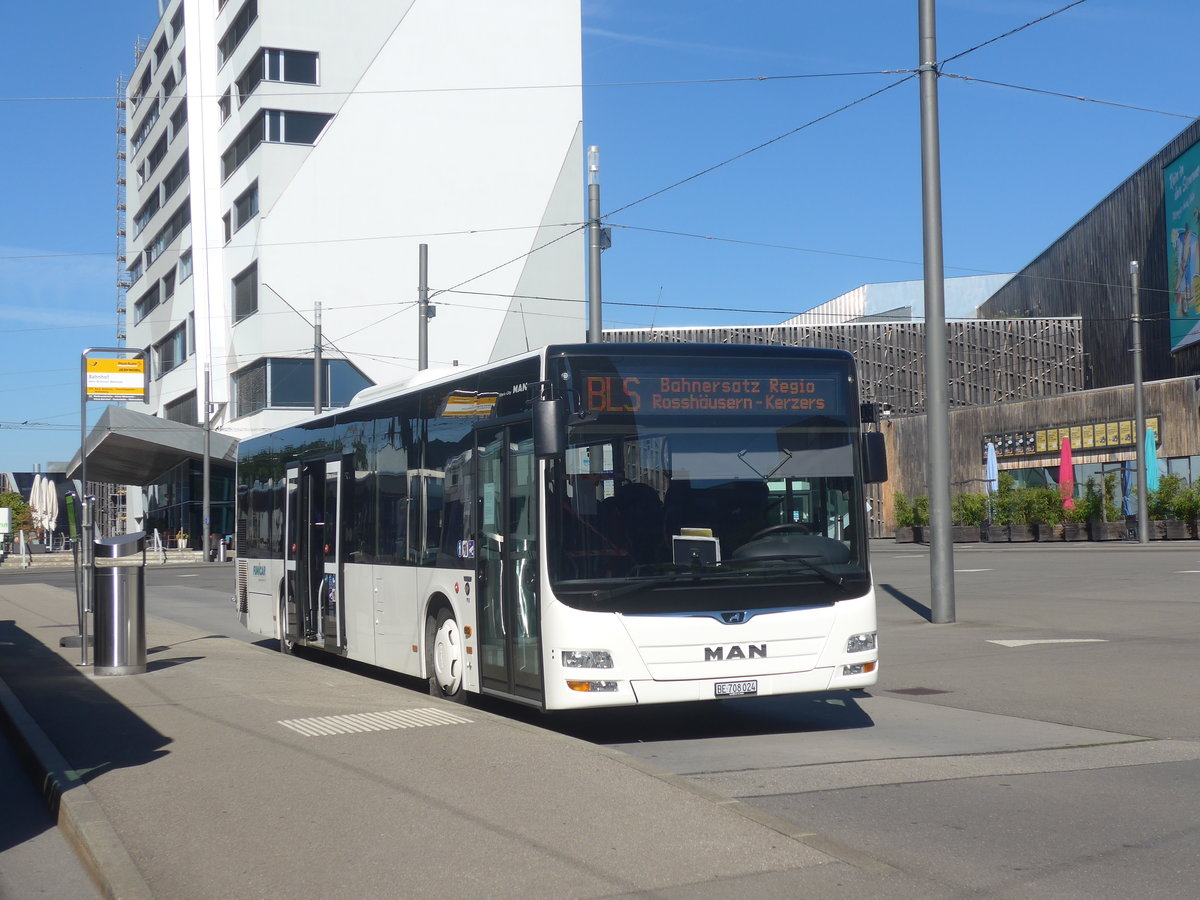 (218'818) - Funi-Car, Biel - Nr. 24/BE 708'024 - MAN am 19. Juli 2020 beim Bahnhof Bern Br�nnen Westside