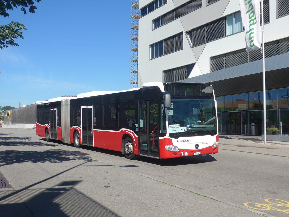 (218'821) - Intertours, Domdidier - FR 300'477 - Mercedes (ex BLT Oberwil Nr. 97; ex Gschwindl, A-Wien Nr. 8409) am 19. Juli 2020 beim Bahnhof Bern Br�nnen Westside