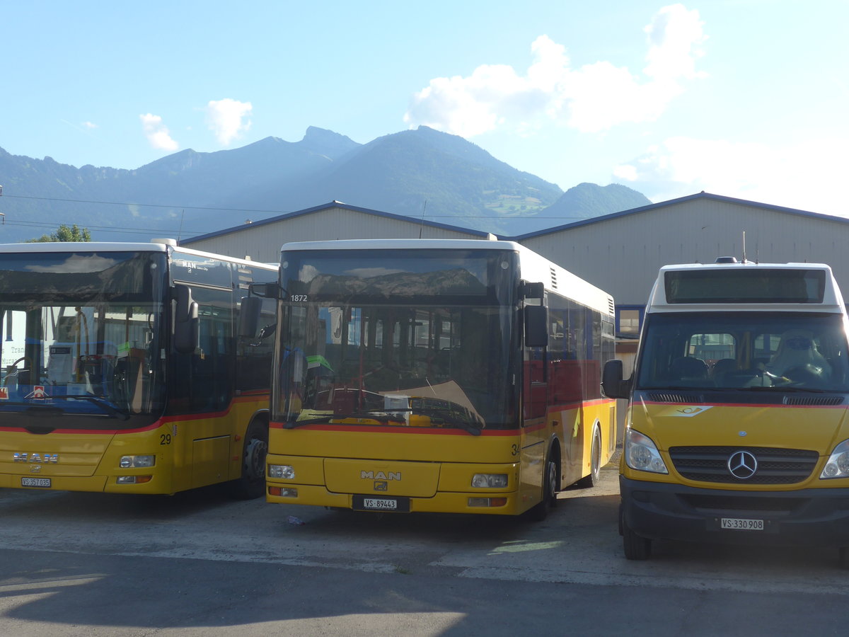 (218'952) - MOB Montreux - Nr. 34/VS 89'443 - MAN/G�ppel (ex TSAR, Sierre; ex PostAuto Bern; ex P 23'032) am 25. Juli 2020 in Collombey, Garage TPC 