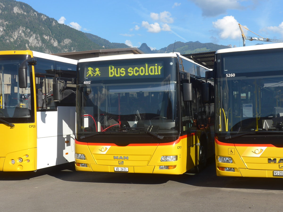 (218'960) - TPC Aigle - Nr. CP31/VD 2611 - MAN/G�ppel (ex CarPostal Ouest; ex R�mocar, Mervelier; ex CJ Tramelan Nr. 203) am 25. Juli 2020 in Collombey, Garage (Teilaufnahme)