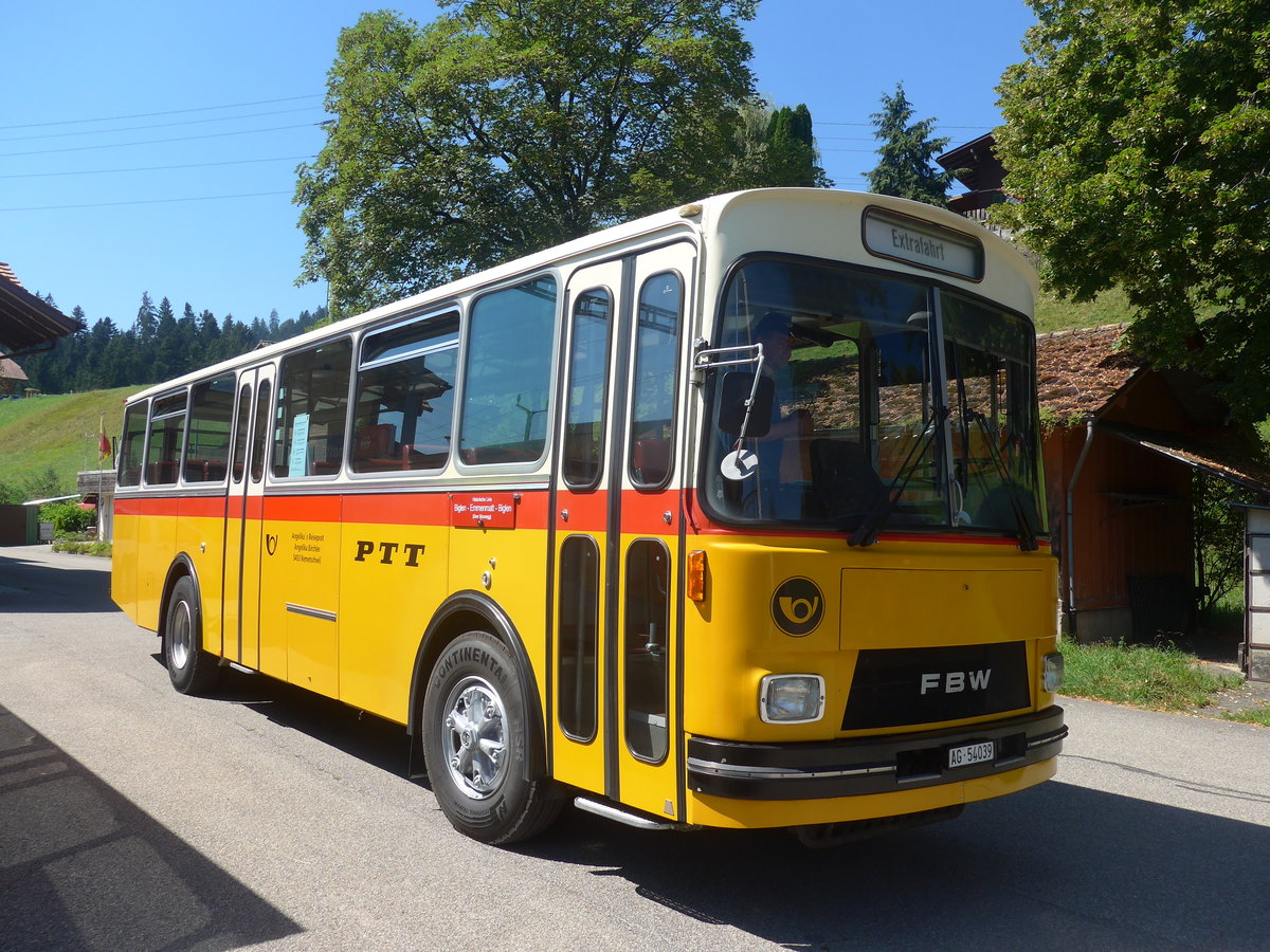 (219'572) - Birchler, Remetschwil - AG 54'039 - FBW/T�scher (ex Gerber, Winkel; ex Eggenberger, M�riken; ex Tanner, Bubendorf; ex P 24'803) am 9. August 2020 beim Bahnhof Emmenmatt