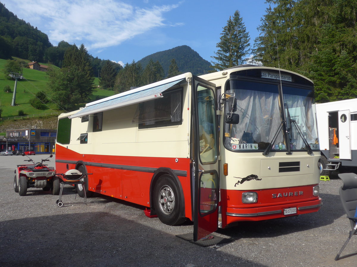 (219'677) - Rogoll - Saurer/T�scher (ex P 24'273) am 16. August 2020 in Gr�sch, Bergbahnen