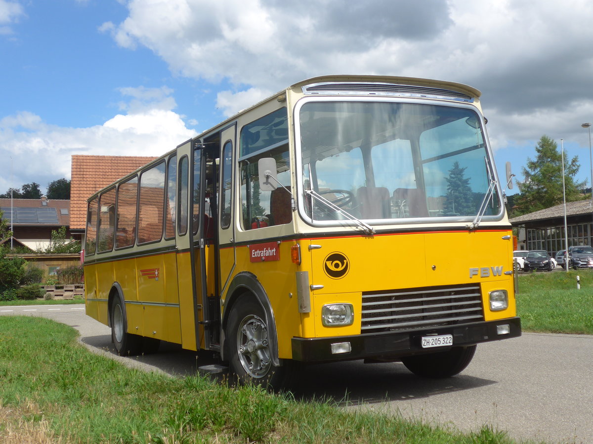 (220'150) - Wittig, N�rensdorf - ZH 205'322 - FBW/FHS (ex Tiemann, Oetwil Nr. 6; ex B�tra, Birr Nr. 28; ex Autocca, Visp; ex P 24'186) am 23. August 2020 in Wynigen, Landi