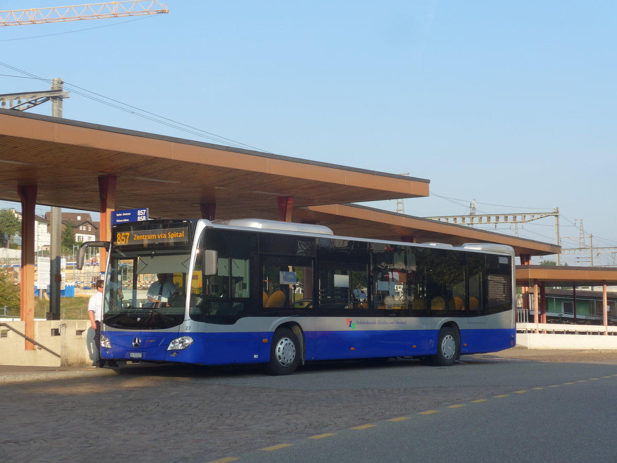 (220'565) - VZO Gr�ningen - Nr. 27/ZH 753'527 - Mercedes am 12. September 2020 beim Bahnhof Wetzikon