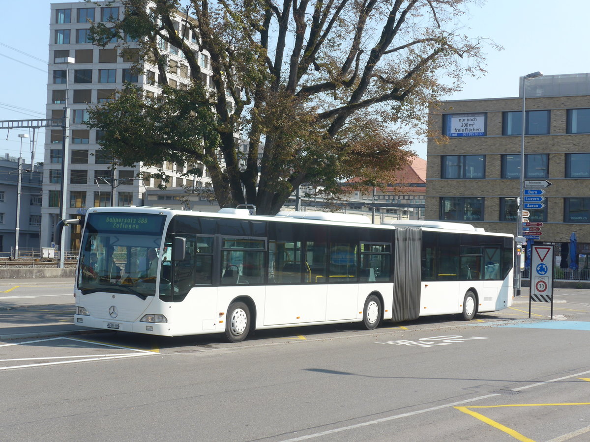 (220'739) - Interbus, Yverdon - Nr. 211/AG 559'331 - Mercedes (ex BVB Basel Nr. 792; ex VZO Gr�ningen Nr. 24) am 13. September 2020 beim Bahnhof Lenzburg (Einsatz Eurobus)