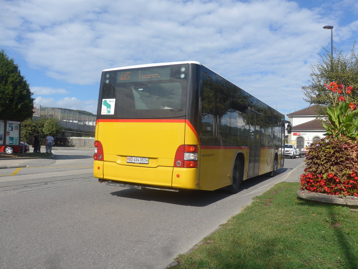(221'115) - CarPostal Ouest - VD 494'963 - MAN/G�ppel am 23. September 2020 beim Bahnhof Moudon
