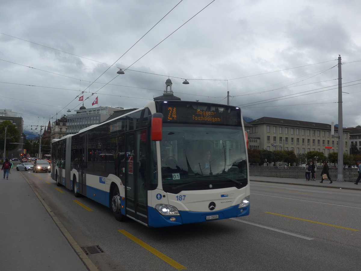 (221'406) - VBL Luzern - Nr. 187/LU 15'020 - Mercedes am 25. September 2020 in Luzern, Bahnhofbr�cke