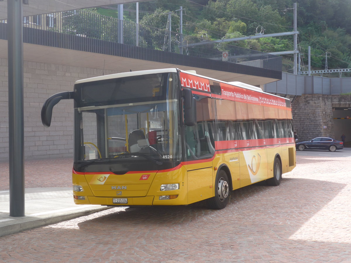 (221'462) - AutoPostale Ticino - TI 215'334 - MAN/G�ppel am 26. September 2020 beim Bahnhof Bellinzona