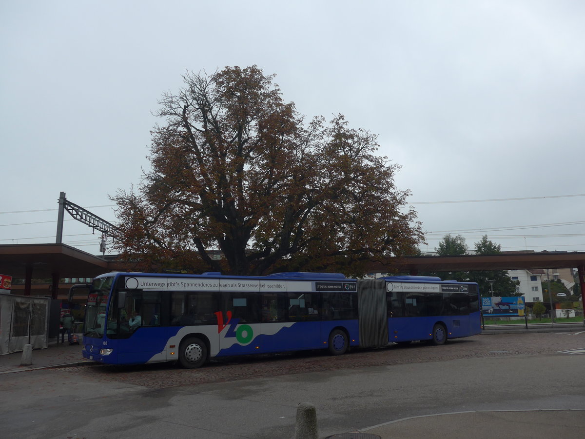 (221'781) - VZO Gr�ningen - Nr. 108/ZH 745'108 - Mercedes am 12. Oktober 2020 beim Bahnhof Wetzikon