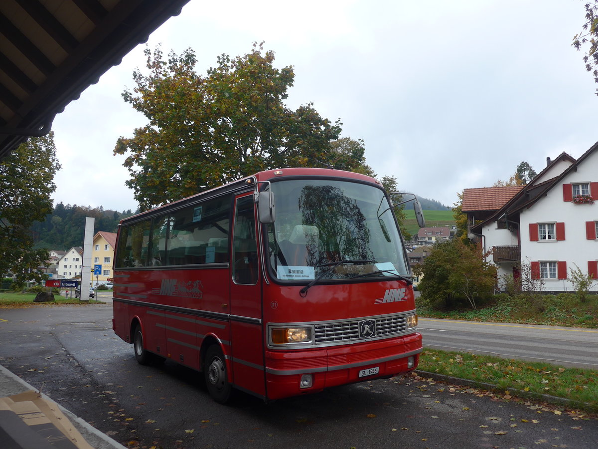 (221'816) - Biegger, Uster - Nr. 31/GL 1946 - Setra (ex AFA Adelboden Nr. 31; ex AFA Adelboden Nr. 10; ex Fr�hlich, Z�rich) am 12. Oktober 2020 beim Bahnhof Gibswil