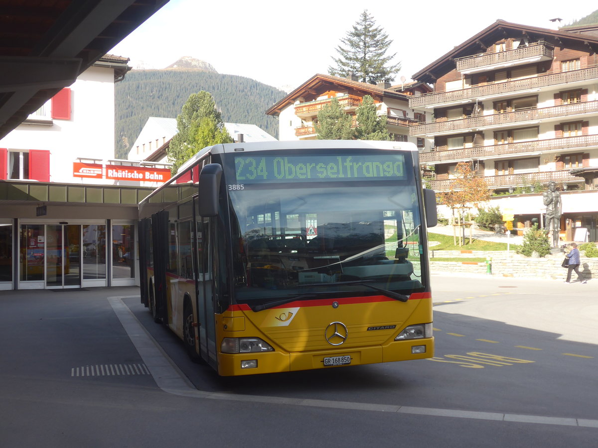 (222'162) - PostAuto Graub�nden - GR 168'850 - Mercedes (ex D�nser, Trimmis; ex Luk, Gr�sch; ex PostAuto Graub�nden GR 102'365) am 20. Oktober 2020 beim Bahnhof Klosters