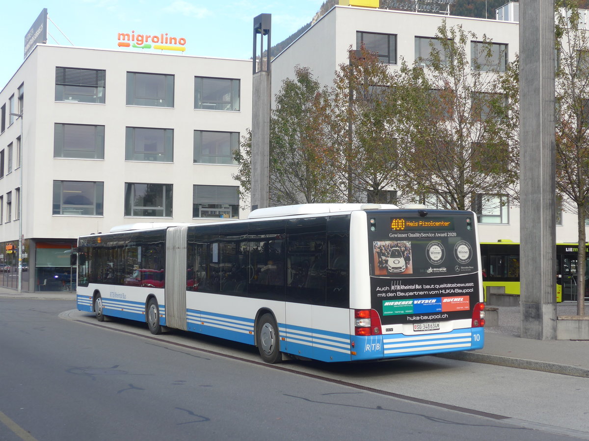 (222'367) - RTB Altst�tten - Nr. 10/SG 348'634 - MAN am 22. Oktober 2020 beim Bahnhof Sargans