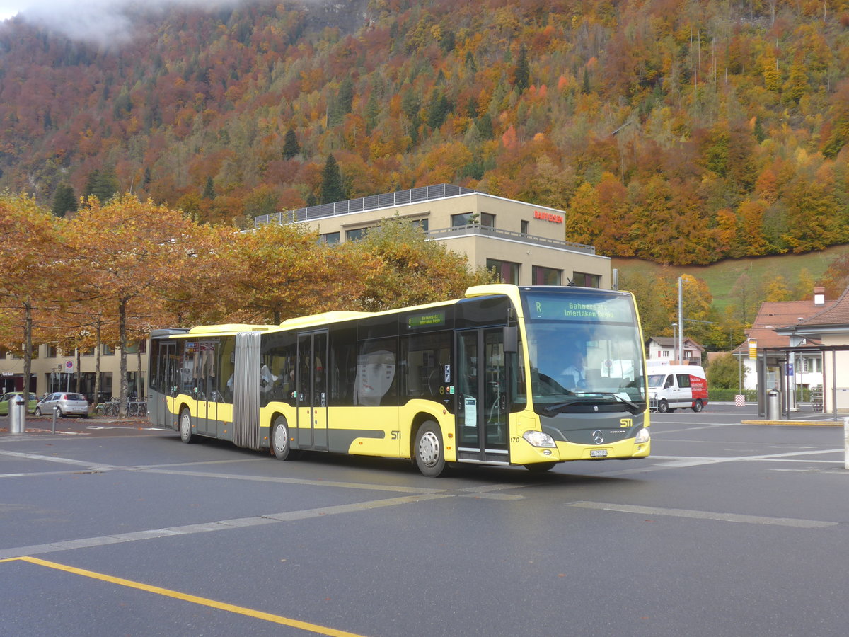 (222'609) - STI Thun - Nr. 170/BE 752'170 - Mercedes am 24. Oktober 2020 beim Bahnhof Interlaken Ost