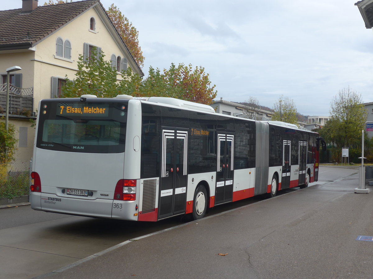(222'825) - SW Winterthur - Nr. 363/ZH 511'363 - MAN am 1. November 2020 beim Bahnhof Winterthur W�lflingen