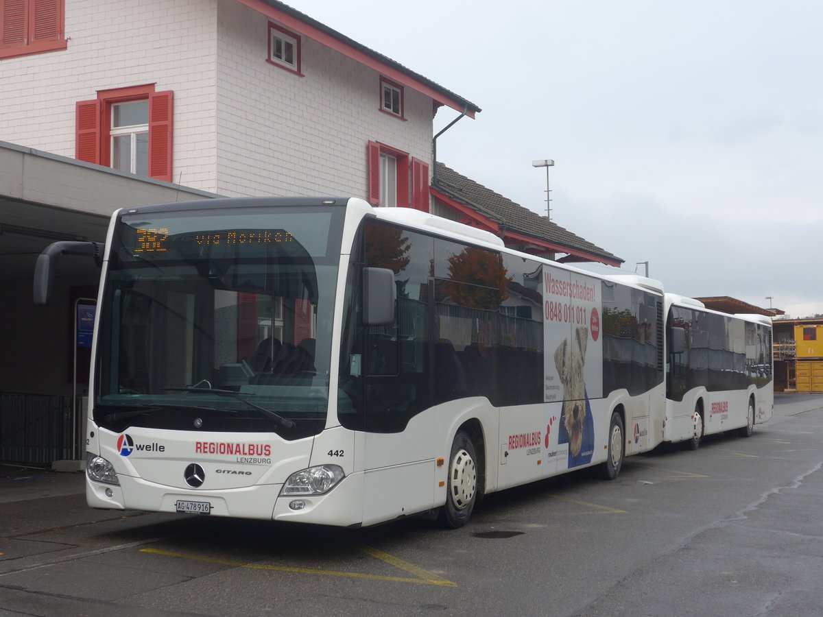 (222'829) - Knecht, Windisch - Nr. 442/AG 478'916 - Mercedes am 1. November 2020 beim Bahnhof M�genwil