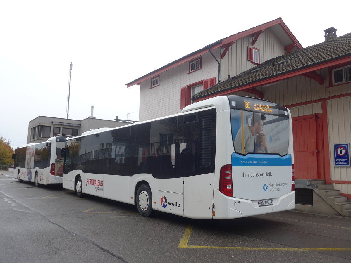 (222'830) - Knecht, Windisch - Nr. 446/AG 27'474 - Mercedes am 1. November 2020 bbeim Bahnhof M�genwil