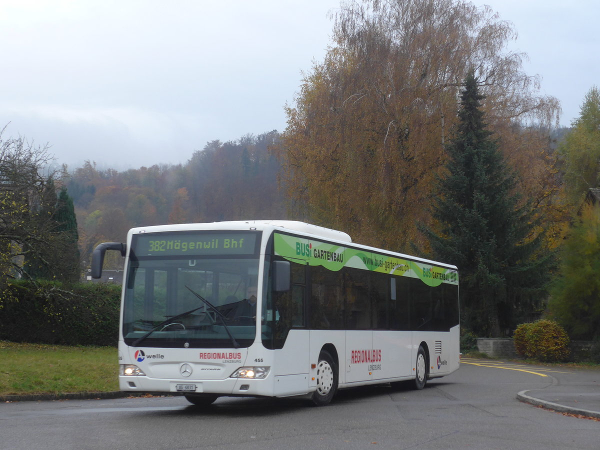 (222'839) - Knecht, Windisch - Nr. 455/AG 6831 - Mercedes am 1. November 2020 beim Bahnhof M�genwil