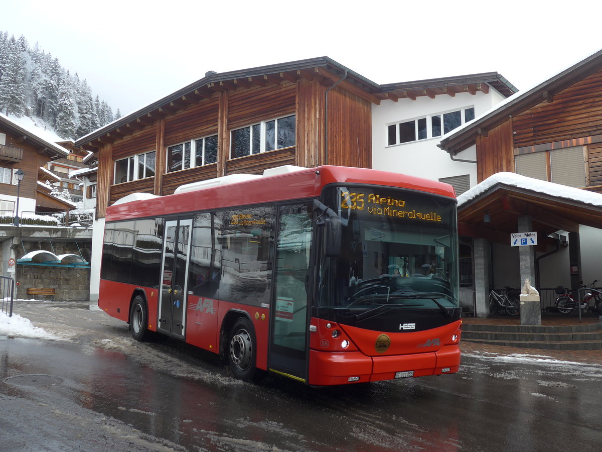 (223'009) - AFA Adelboden - Nr. 55/BE 611'055 - Scania/Hess am 13. Dezember 2020 in Adelboden, Busstation