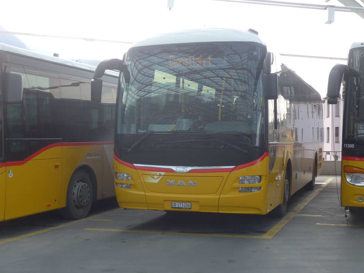 (223'249) - PostAuto Graub�nden - GR 173'206 - MAN am 2. Januar 2021 in Chur, Postautostation
