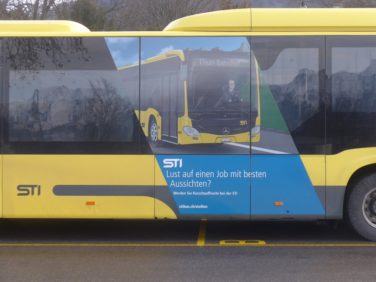 (223'559) - STI Thun - Nr. 156/BE 752'156 - Mercedes am 16. Februar 2021 bei der Schiffl�ndte Thun (Detailaufnahme)