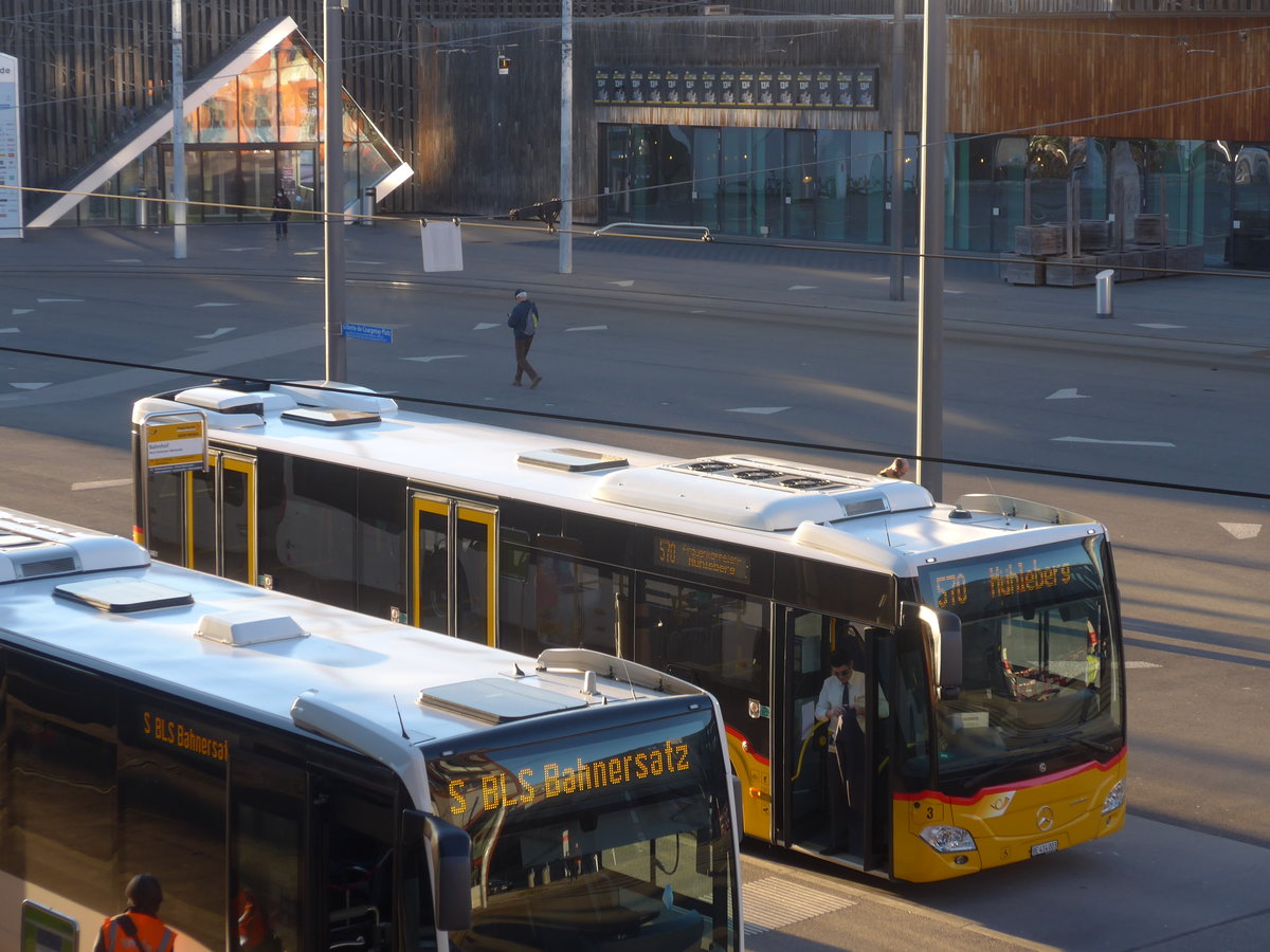 (223'702) - PostAuto Bern - Nr. 3/BE 414'003 - Mercedes am 21. Februar 2021 beim Bahnhof Bern Br�nnen Westside